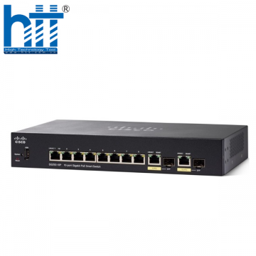 Switch Cisco SG250-10P 8 Ports PoE+ 62W 2 RJ45/SFP 60W PoE Uplink