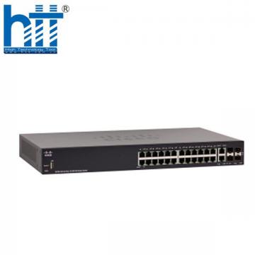 Switch Cisco SF250-24P-K9 24 PoE+ 185W, 2 SFP Ports, 2GE RJ45/SFP